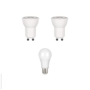 Lâmpadas | Dupla LED Míni Dicroica GU10 Dim - 3,5W/36º + Soft LED 9,8W Dimerizável Bivolt (Luminária de Piso 3054)